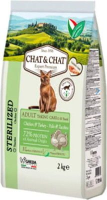 Сухой корм для кошек Chat&Chat Expert для взрослых стерилизованных кошек с мясом птицы (2кг) -