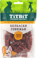 Лакомство для собак TiTBiT Колбаски говяжьи для собак мини пород / 24591 (100г) - 