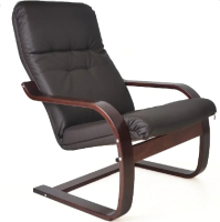 Кресло мягкое Мебелик Сайма (экокожа шоколад/каркас вишня) - 