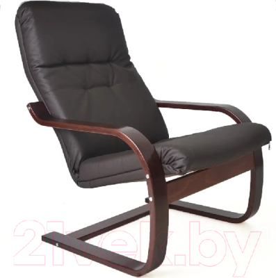 Кресло мягкое Мебелик Сайма (экокожа шоколад/каркас вишня)