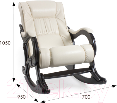 Кресло-качалка Мебелик Сенатор модель 77 (экокожа белый/венге)