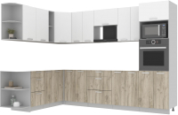 Кухонный гарнитур Интерлиния Мила Лайт 1.88x3.0 левая без столешницы (белый платинум/дуб серый) - 