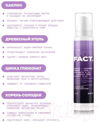 Сыворотка для лица Art&Fact Kaolin+Сharcoal pow+Zinc Gluconate 0.5% глубокое очищение пор  (30мл)