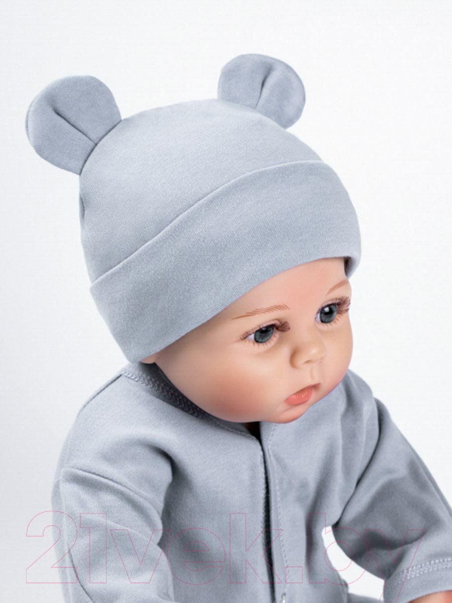 Шапочка для малышей Amarobaby Nature Essence Bear / AB-OD22-NE16Be/11-44 (серый) — фото 4