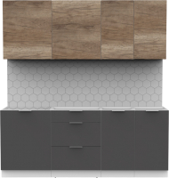 Кухонный гарнитур Интермебель Микс Топ-5 2.0м без столешницы (дуб каньон/графит серый) - 