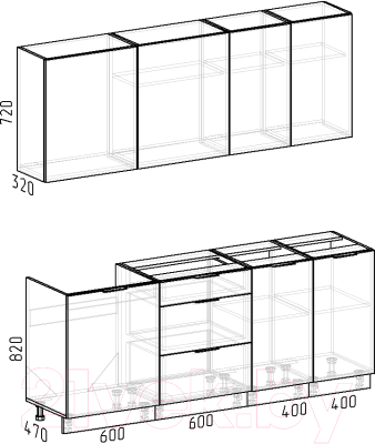 Кухонный гарнитур Интермебель Микс Топ-5 2.0м без столешницы (графит серый)