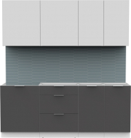 Кухонный гарнитур Интермебель Микс Топ-5 2.0м без столешницы (белый премиум/графит серый) - 