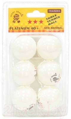 Набор мячей для настольного тенниса Giant Dragon Training Platinum 3 New / 51.683.33.2 (6шт, белый)