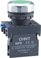 Кнопка для пульта Chint NP8-10BND 1НО AC/DC24В(LED) IP65 (R) / 667240 (зеленый) - 