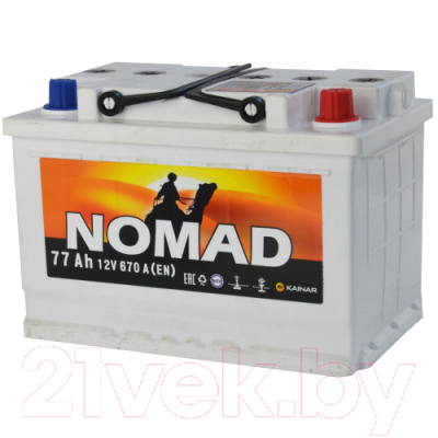 Автомобильный аккумулятор Kainar Nomad 6СТ-77 Евро R+ / 077112301021107110L (77 А/ч)