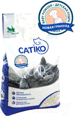 Наполнитель для туалета Catiko Комкующийся 3.9кг/5.5л (детская пудра)