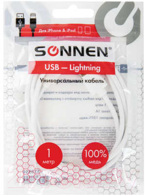 Кабель Sonnen USB 2.0-Lightning / 513559 (белый)