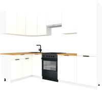 Кухонный гарнитур ВерсоМебель Эко-1 1.4x2.6 левая (белый фасадный/ст.золотистый дуб) - 
