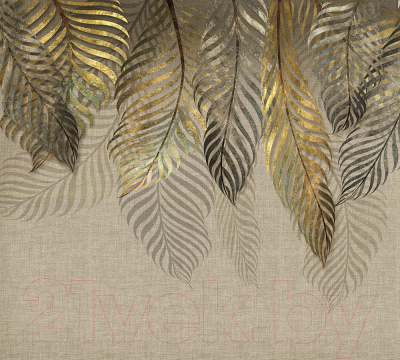 Фотообои листовые Vimala Пальмовые листья золотые (270x300)