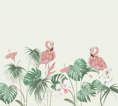 Фотообои листовые Vimala Фламинго и листья (270x300)
