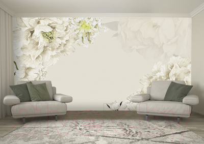 Фотообои листовые Vimala 3D Бежевые цветы (270x400)