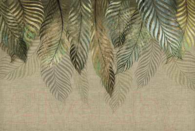 Фотообои листовые Vimala Пальмовые листья золотые (270x400)