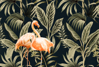 Фотообои листовые Vimala Фламинго и тропические листья (270x400) - 