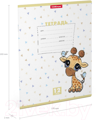 Изображение товара Тетрадь Erich Krause Веселые зверята / 54189 (12л, клетка)