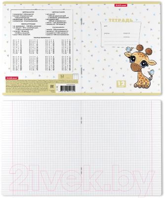 Изображение товара Тетрадь Erich Krause Веселые зверята / 54189 (12л, клетка)