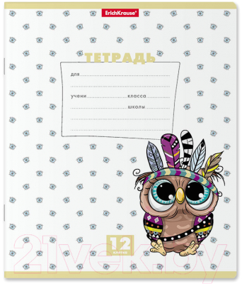 Изображение товара Тетрадь Erich Krause Веселые зверята / 54189 (12л, клетка)