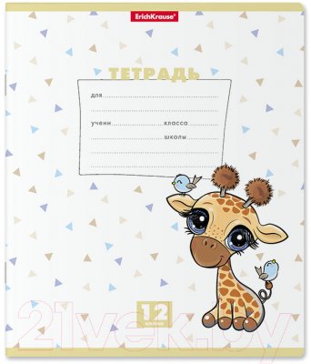 Изображение товара Тетрадь Erich Krause Веселые зверята / 54189 (12л, клетка)
