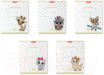 Изображение товара Тетрадь Erich Krause Веселые зверята / 54189 (12л, клетка)