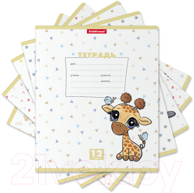 Изображение товара Тетрадь Erich Krause Веселые зверята / 54189 (12л, клетка)