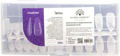 Набор типс для наращивания ногтей Global Fashion Гелевые Овал 12 размеров 16059 (504шт)