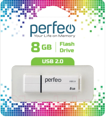 Usb flash накопитель Perfeo 8GB / PF-C01G2W008 (белый)