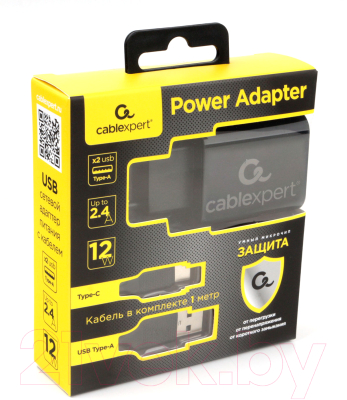 Зарядное устройство сетевое Cablexpert MP3A-PC-37 (черный)