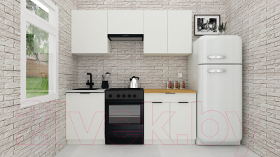 Кухонный гарнитур ВерсоМебель Эко-1 1.9 (белый фасадный/ст.золотистый дуб)