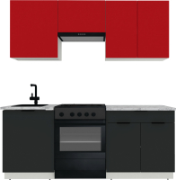 Кухонный гарнитур ВерсоМебель Эко-1 1.9 (красный чили/антрацит/ст.мрамор итальянский) - 