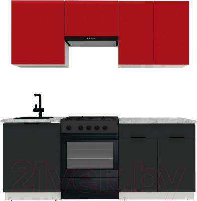 Кухонный гарнитур ВерсоМебель Эко-1 1.9 (красный чили/антрацит/ст.мрамор итальянский)