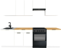 Кухонный гарнитур ВерсоМебель Эко-1 2.5 (белый фасадный/ст.золотистый дуб) - 