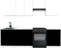 Кухонный гарнитур ВерсоМебель Эко-1 2.5 (белый фасадный/черный/ст.мрамор итальянский) - 