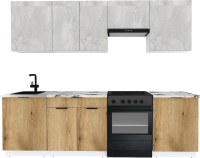 Кухонный гарнитур ВерсоМебель Эко-1 2.5 (бетонный камень/дуб эвок прибрежный/ст.мрамор итальянский) - 