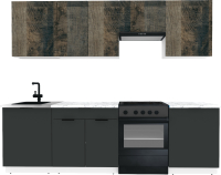 Кухонный гарнитур ВерсоМебель Эко-1 2.5 (дуб гранж колониальный/антрацит/ст.мрамор итальянский) - 