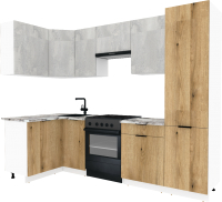 Кухонный гарнитур ВерсоМебель Эко-1 1.2x2.6 левая (бетонный камень/дуб эвок прибрежный/ст.альберика) - 