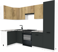 Кухонный гарнитур ВерсоМебель Эко-1 1.2x2.6 левая (дуб крафт золотой/антрацит/ст.альберика) - 