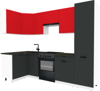 Кухонный гарнитур ВерсоМебель Эко-1 1.2x2.6 левая (красный чили/антрацит/ст.луна) - 