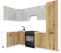 Готовая кухня ВерсоМебель Эко-1 1.4x2.6 левая (бетонный камень/дуб эвок прибрежный/ст.альберика) - 