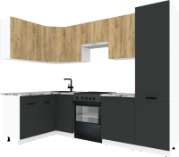Кухонный гарнитур ВерсоМебель Эко-1 1.4x2.6 левая (дуб крафт золотой/антрацит/ст.альберика) - 