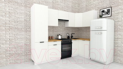 Готовая кухня ВерсоМебель Эко-2 1.2x2.7 правая (белый фасадный/ст.золотистый дуб)