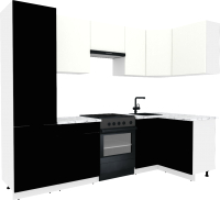 Готовая кухня ВерсоМебель Эко-2 1.2x2.7 правая (белый фасадный/черный/ст.мрамор итальянский) - 