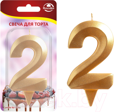 Изображение товара Свеча для торта Мультидом Грань Цифра 2 / МС5-12 (золото)