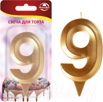 Изображение товара Свеча для торта Мультидом Грань Цифра 9 / МС5-19 (золото)