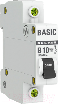 Выключатель автоматический EKF ВА 47-29 1P 10А (B) 4.5кА / mcb4729-1-10-B