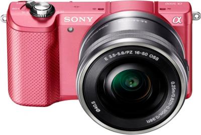 Беззеркальный фотоаппарат Sony ILCE-5000L (розовый) - общий вид