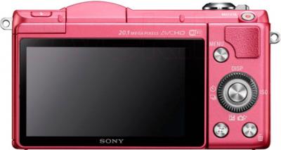 Беззеркальный фотоаппарат Sony ILCE-5000L (розовый) - вид сзади
